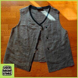 Boho Chic L. O'Neill Design Wearable Art Vest | One Size | Gray & Navy
